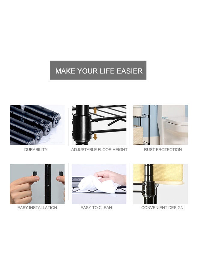 5 طبقات طبقة ثقيلة من الفولاذ الكربوني 5 رفوف وحدة تخزين منظم تخزين أسود 55x30.5x150 سم أسود 55x30.5x150سم - Image 3