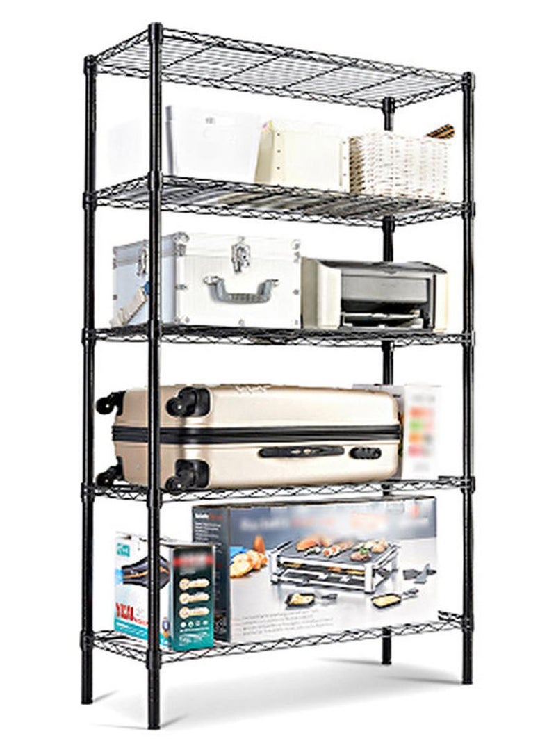 5-Tier Layer Heavy Type Carbon Steel 5 Shelf Shelving Storage Unit Rack Storage Organizer Metal Black 55x30.5x150cm - Image 1