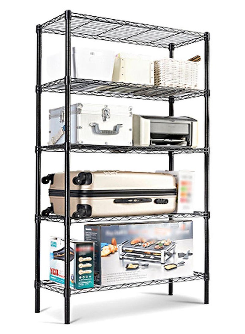 5-Tier Layer Heavy Type Carbon Steel 5 Shelf Shelving Storage Unit Rack Storage Organizer Metal Black 55x30.5x150cm - Image 1