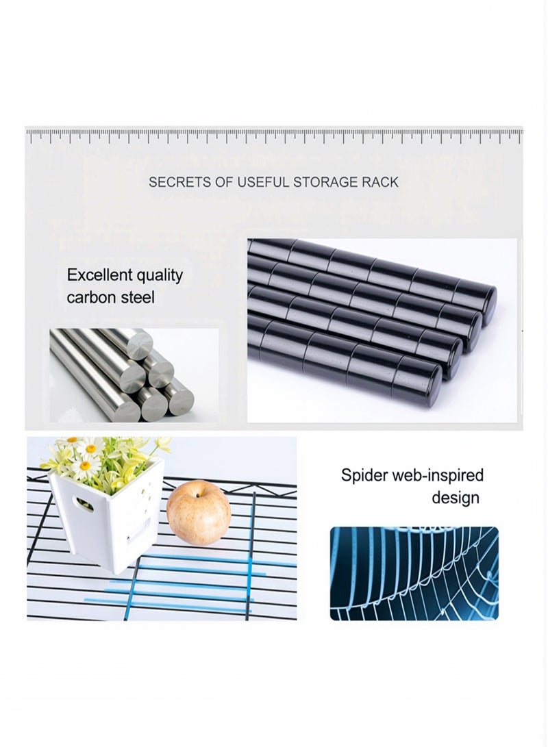 5-Tier Heavy Duty Carbon Steel Shelving Unit, Multi-Purpose Metal Storage Rack, Adjustable Industrial Organizer for Home, Garage & Kitchen, Black, 55 x 30.5 x 150cm Black 55x30.5x150cm - Image 3