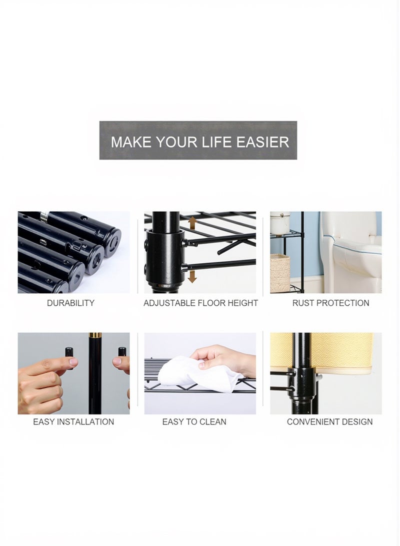 5-Tier Heavy Duty Carbon Steel Shelving Unit, Multi-Purpose Metal Storage Rack, Adjustable Industrial Organizer for Home, Garage & Kitchen, Black, 55 x 30.5 x 150cm Black 55x30.5x150cm - Image 4