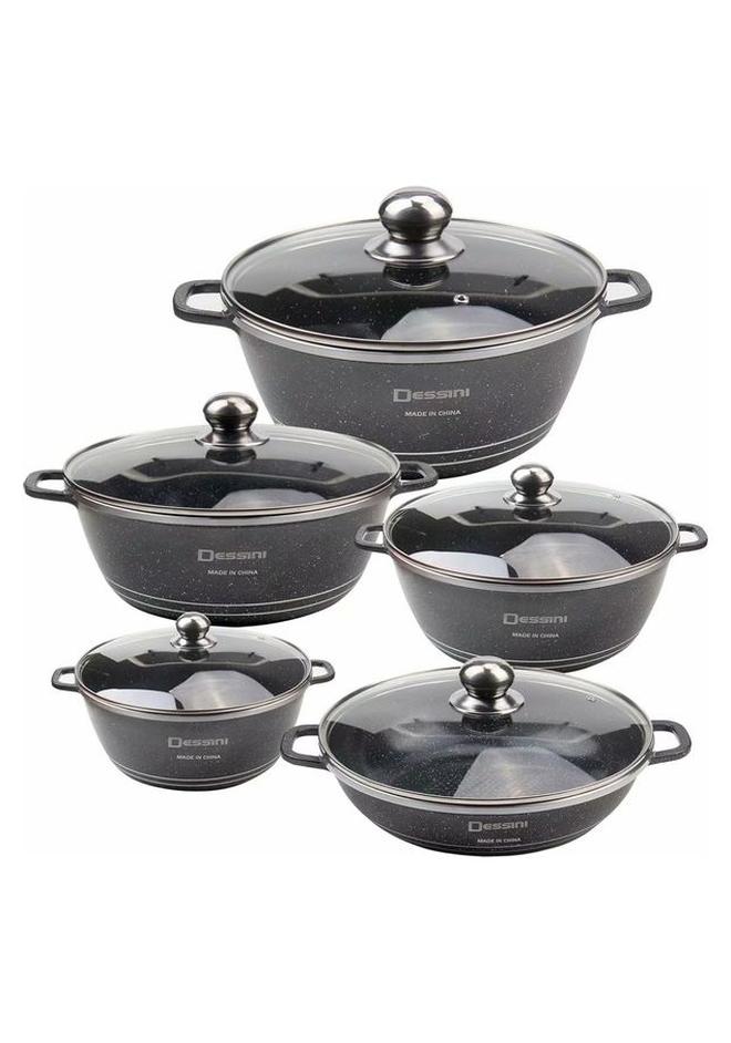 ديسيني طقم قدور جرانيت 10 قطع أسود 32,28,24,20,28سم - Image 1