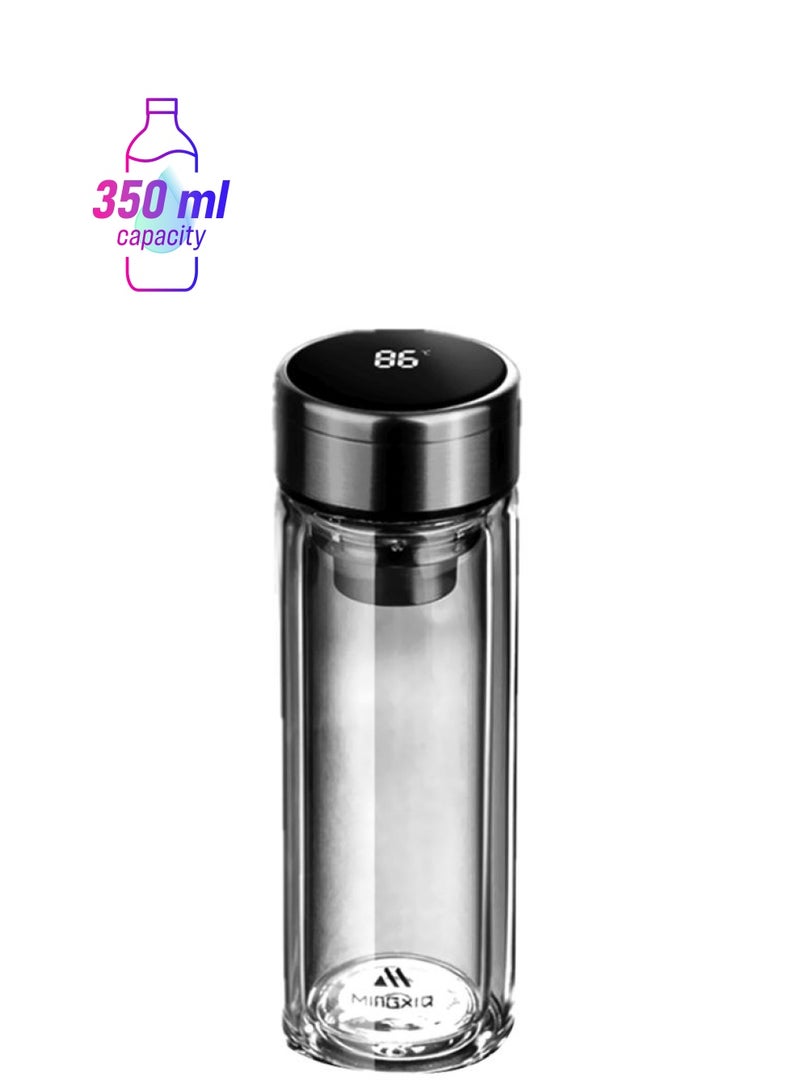 Beauenty Double Glass Thickened Water Cup With Filter Silver 20.5cm - Image 1