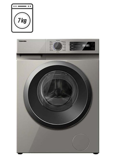 7 Kg Front Load Inverter Washing Machine, 1200 RPM, 16 Programs, ECO Cold Wash, 15' Quick Wash, LED Display, TW-H80S2A(SK) Silver