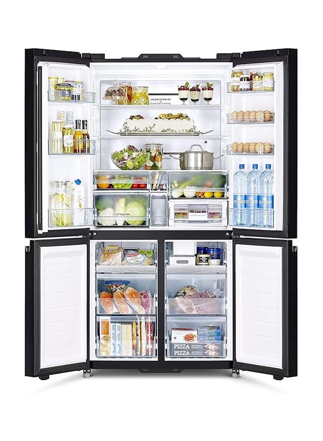 HITACHI 720L Gross Side by Side 4 Door Premium Refrigerator,10 Year Warranty on Inverter Compressor, French Door Fridge Dual Fan Cooling, Automatic Ice Maker-Quick Freezing-1 Year Warranty RWB720VUK0GBK Black  - Image 2