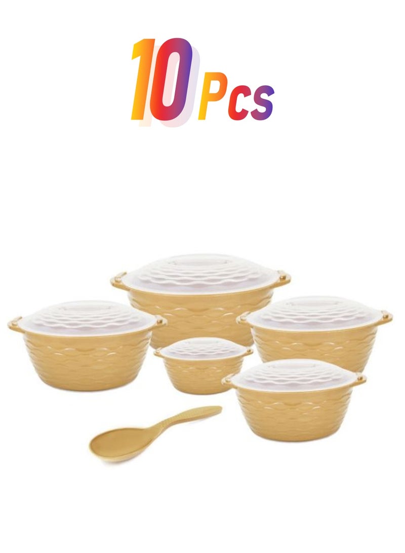 UTC 10-Piece Brook Microware Plastic Set With Spatula Gold  - Image 1