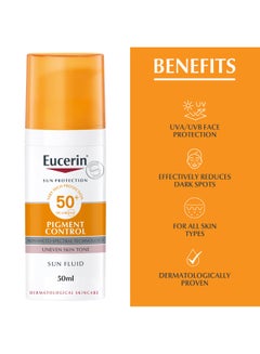 Eucerin Face Sunscreen Even Perfector Pigment Control Sun Fluid with Thiamidol, High UVA/UVB Protection, SPF50+, Reduces Spots for Uneven Skin Tone 50ml  - Image 4