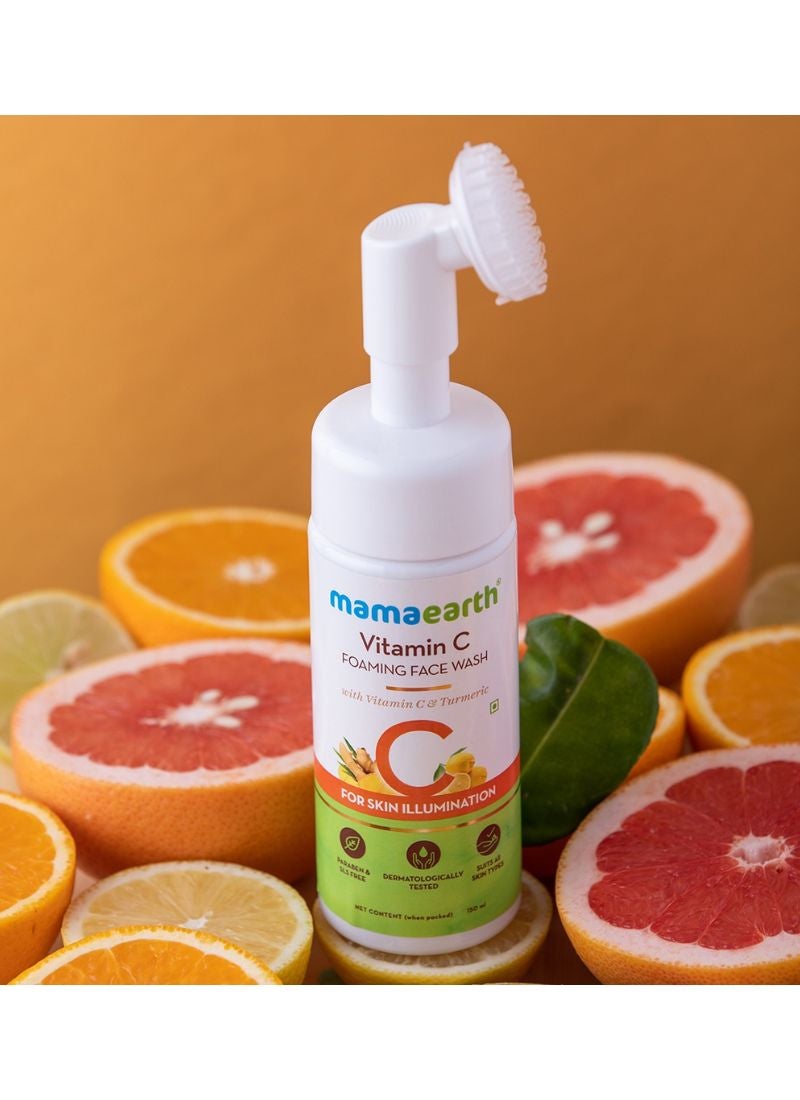 Mamaearth Vitamin C Face Wash With Foaming Silicone Cleanser Brush 150ml - Image 2