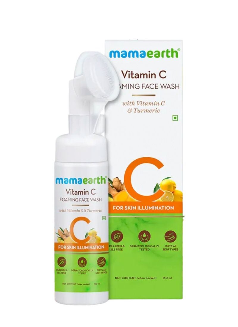 Mamaearth Vitamin C Face Wash With Foaming Silicone Cleanser Brush 150ml - Image 1