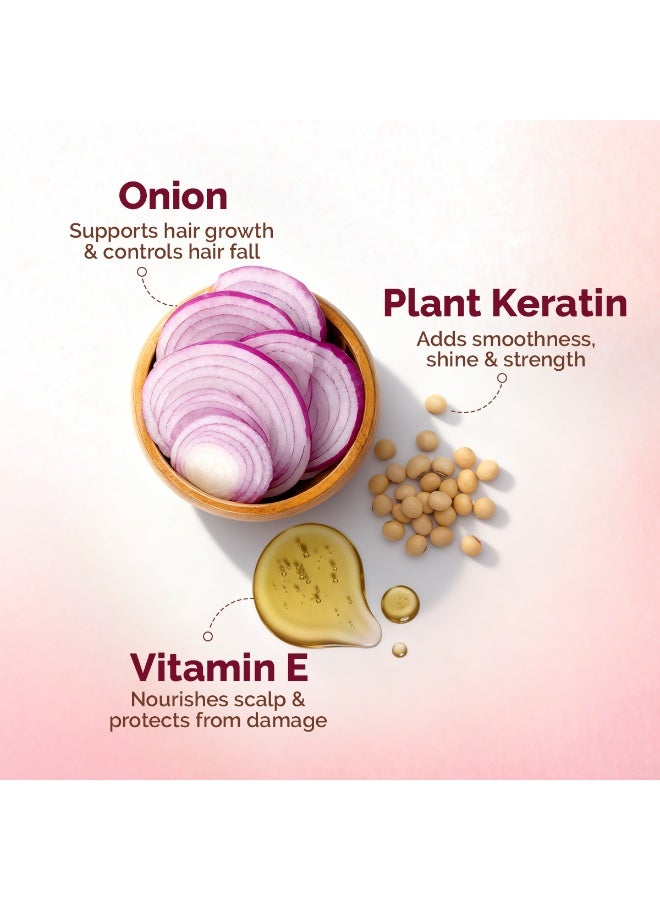 Mamaearth Onion Shampoo with Onion & Plant Keratin for Hair Fall Control & Strengthening – Cleanses, Reduces Breakage, Smoothens & Nourishes Hair | Sulphate & Paraben Free, All Hair Types, 400ml - Image 3