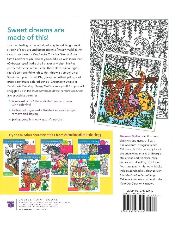 Zendoodle Coloring: Sleepy Sloths: Calm Creatures To Color And Display Paperback English by Deborah Muller - Image 2