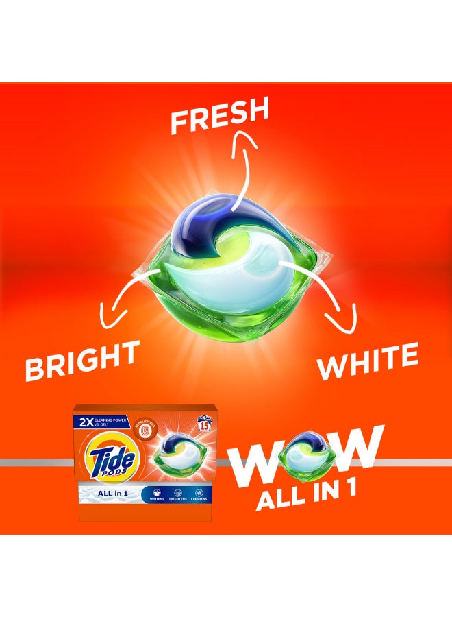 Tide Original All In One Laundry Detergent Pods Whitens Brightens Freshens 15 Count 307.5grams  - Image 4