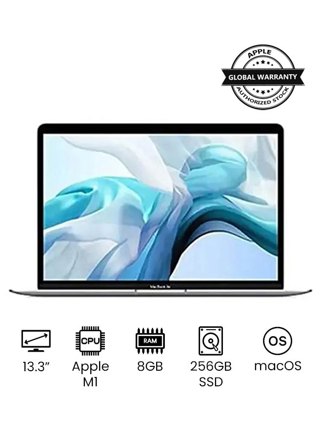 MacBook Air MGN93 With 13.3-Inch Display, M1 Chip With 8-Core CPU And 7-Core GPU/8GB RAM/256GB SSD/ English Keyboard (International version) English Silver - pnsku/N42284104A/45/_/1710144315/86f9ea10-c485-4da0-9340-ec0940e9d897