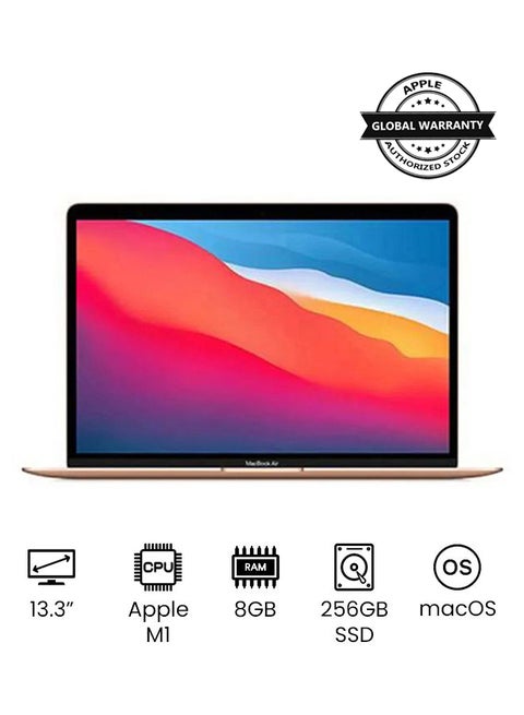 MacBook Air MGND3 13-Inch Display, Apple M1 Chip With 8-Core Processor And 7-Core Graphics/8GB Unified Memory/256GB SSD/English Keyboard(International version) English Gold