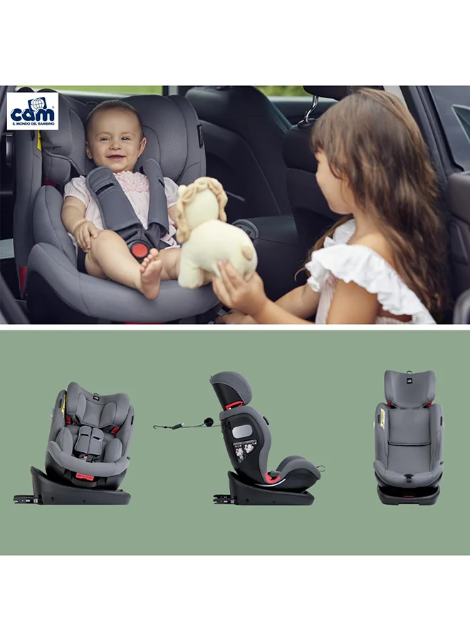cam Panoramic Baby Car Seat, Outdoor, Authentic, Essential, Lightweight And Comfortable For Baby And Kids Easy Travel, Protection For The Head Up To 0-3 Years Old, 0.36 Kg - Grey