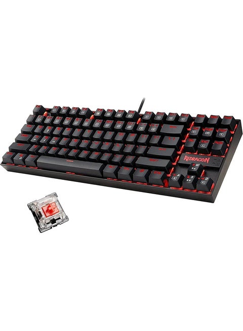 K552-2 87 Keys 60% Small TKL Mechanical Gaming Keyboard Black Red Led Backlit
