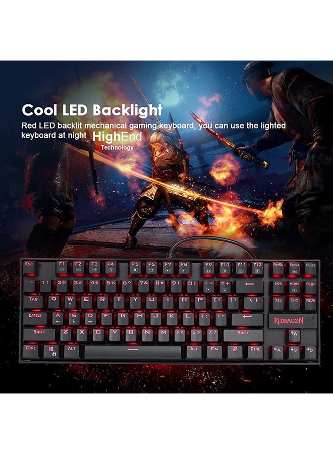 REDRAGON - K552-2 87 Keys 60% Small TKL Mechanical Gaming Keyboard (Black Red Led Backlit) - Image 1