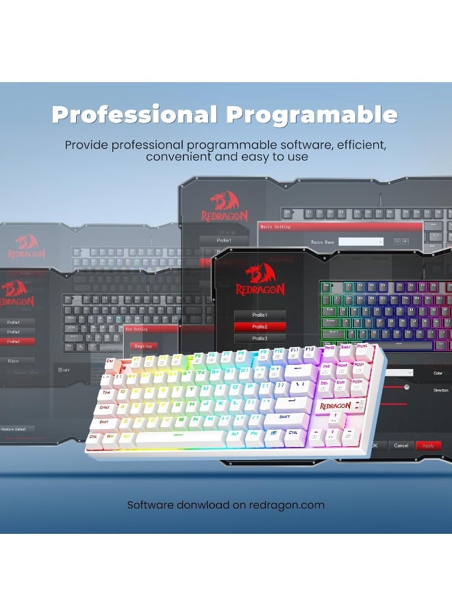 Redragon Kumara K552RGB- White - Chromo RGB - Red Switch Wired Mechanical Gaming Keyboard - Image 5