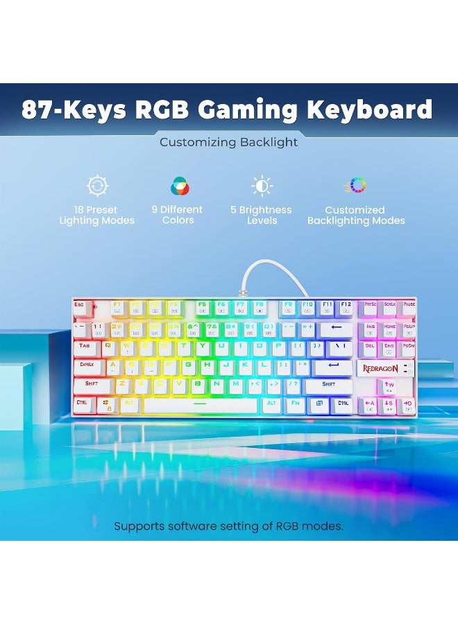 Redragon Kumara K552RGB- White - Chromo RGB - Red Switch Wired Mechanical Gaming Keyboard - Image 3