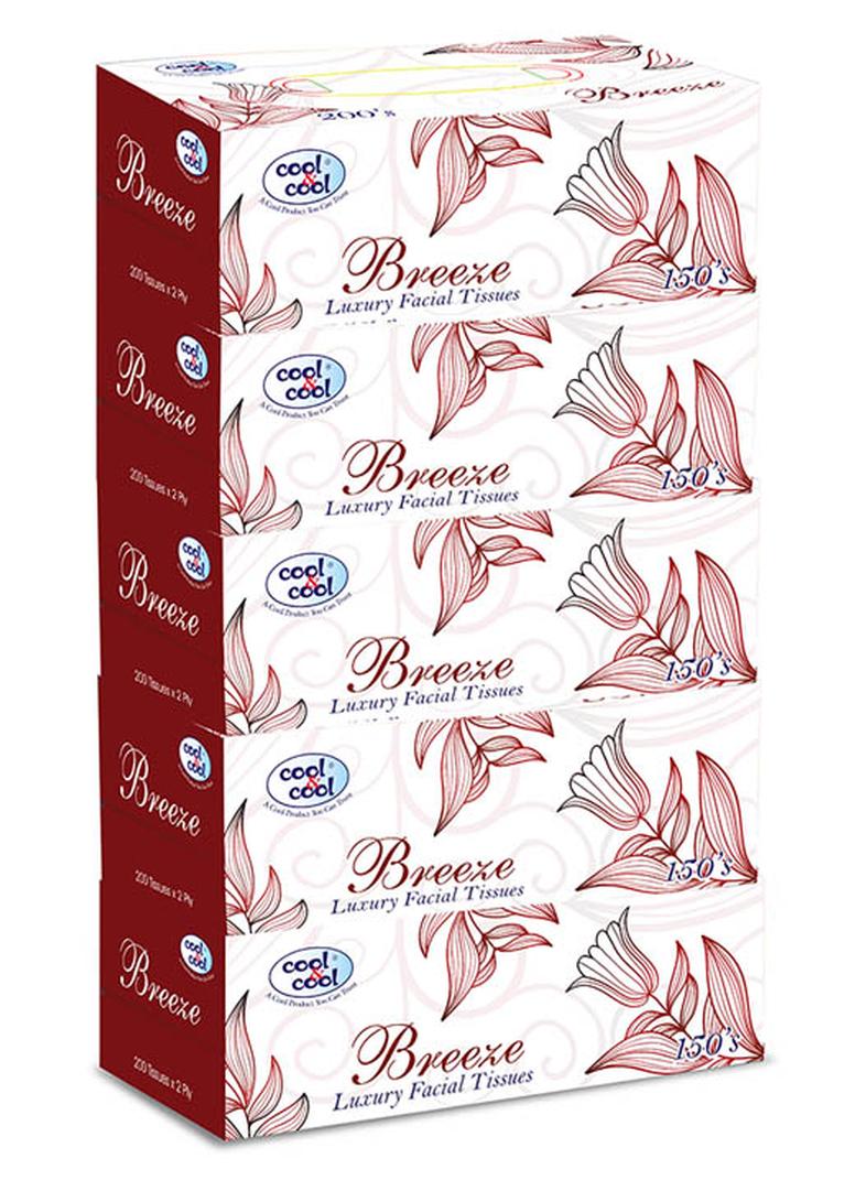 كول اند كول عبوة من 5 مناديل وجه بريز 150 منديلًا - Image 1