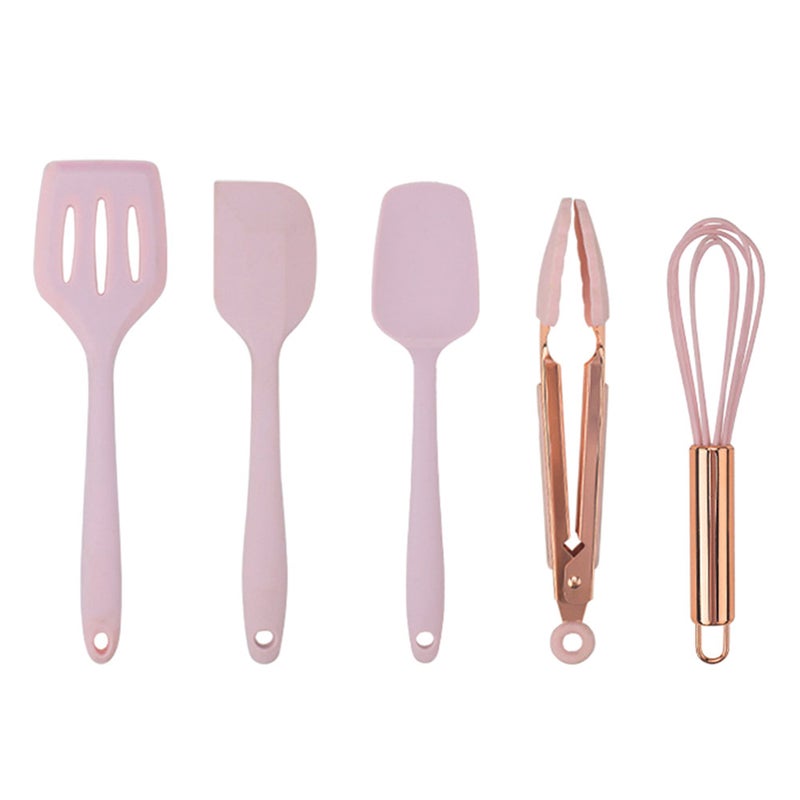Generic 5 Pieces Non-Stick Spatula Sets Pink, rose gold 5.5*21.5cm, 4*19cm, 4.2*20.5cm, 4.7*21cm, 3.3*20cmcm  - Image 1