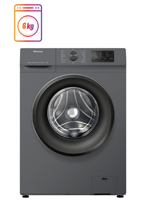 6 Kg Front Loading Washing Machine, Free Standing, 1000 RPM 220 W WFVC6010T Grey/White/Clear