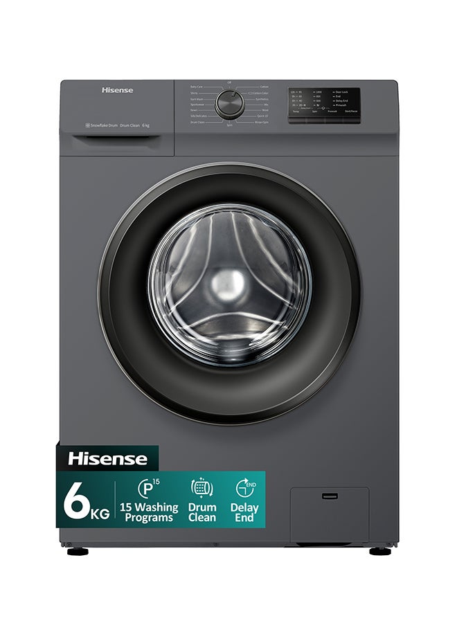 Hisense 6 Kg Front Loading Washing Machine, Free Standing, 1000 RPM 220 W WFVC6010T Grey/White/Clear - Image 1