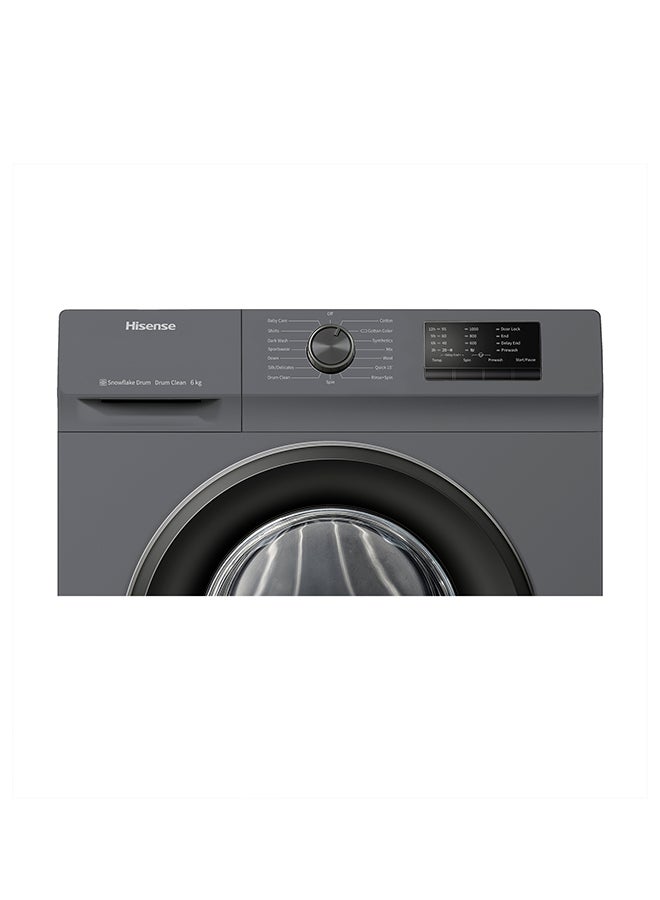 Hisense 6 Kg Front Loading Washing Machine, Free Standing, 1000 RPM 220 W WFVC6010T Grey/White/Clear - Image 4