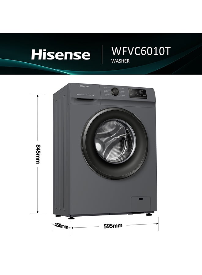 هايسنس غسالة بتحميل أمامي قائمة بذاتها 220 W WFVC6010T رمادي/ أبيض/ صافي - Image 2