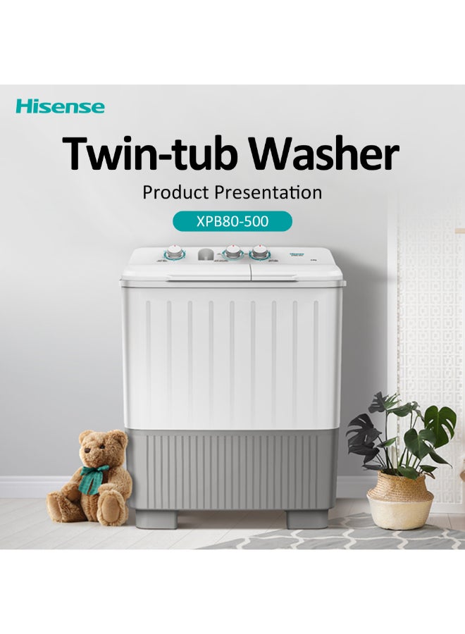 Hisense 7 Kg Twin Tub Washing Machine White Model Xpb805001-1 Years Full Warranty 220 W XPB80-5001 White/Grey - Image 2