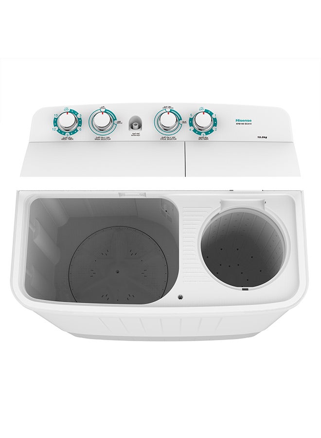 Hisense 10 Kg Twin Tub Washing Machine White Model Xpb100Sxa14-1 Years Full Warranty 220 W XPB100-SXA14 White & Black - Image 3