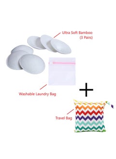 Pack of 6 Organic 3D Washable Breast Pads Plus Laundry And Storage Bag
