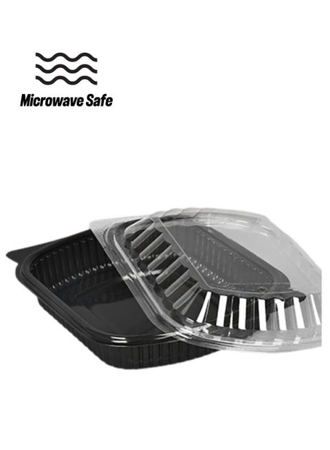 5-Piece Food Storage Containers With Lids Black/Clear 1Liters