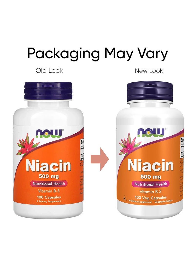 Now Foods - Niacin Nutritional Health 500Mg 100 Veg Capsules Packaging May Vary - Image 1