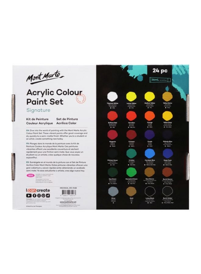 Mont Marte 24-Piece Signature Acrylic Colour Paint Set Multicolour - Image 2