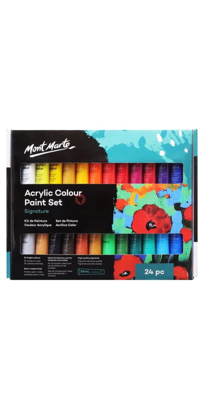 Mont Marte 24-Piece Signature Acrylic Colour Paint Set Multicolour - Image 1