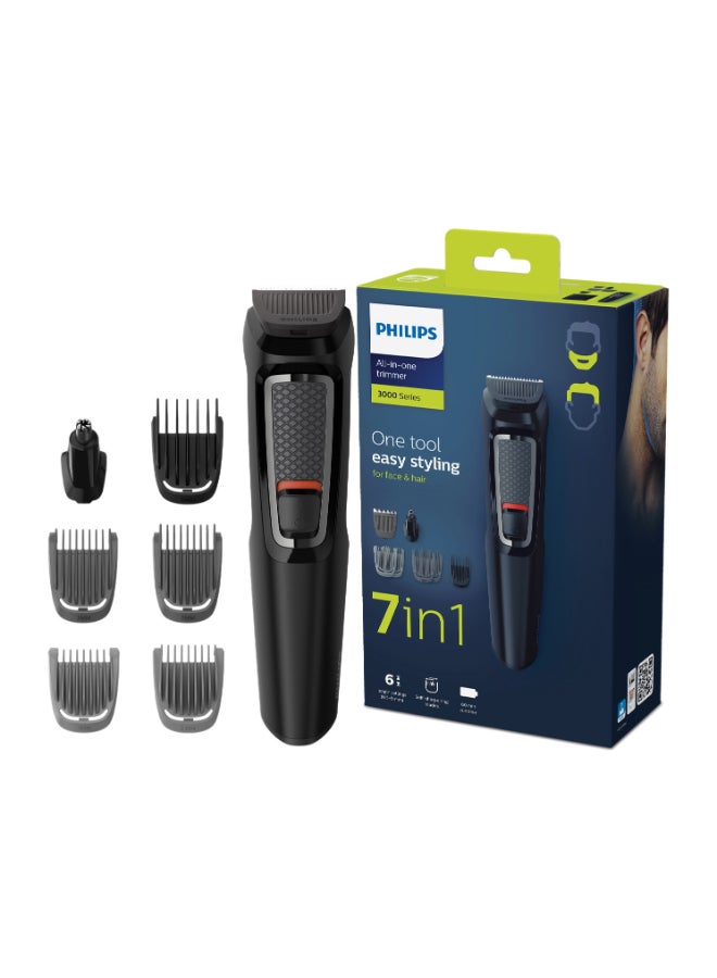 Philips - Multigroom 3000 MG3720/33,7-in-1 All-in-One Trimmer for Face & Hair,Maintenance-Free Blades, Nose & Ear Trimmer,60min Cordless Use, Includes Nose & Ear Trimmer, Hair & Beard Combs Black - Image 1