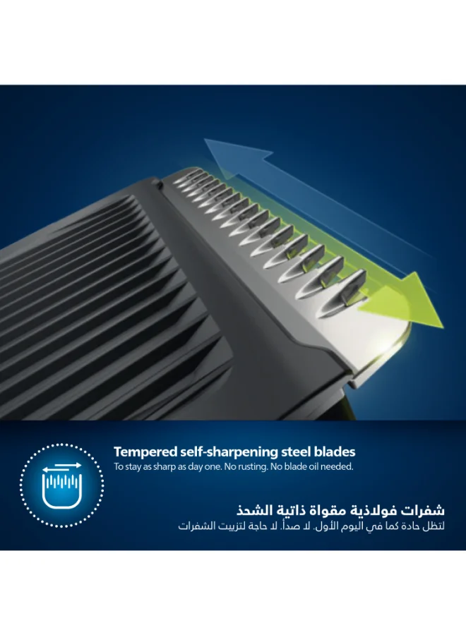 فيليبس ماكينة التشذيب متعددة الاستخدامات MG3720/33 من Philips سلسلة 3000 | أداة 7 في 1 لتشذيب الوجه والشعر | شفرات لا تحتاج إلى صيانة، أداة تشذيب للأنف والأذن | 60 دقيقة من الاستخدام اللاسلكي، مع أداة تشذيب للأنف والأذن، وأمشاط للشعر واللحية أسود