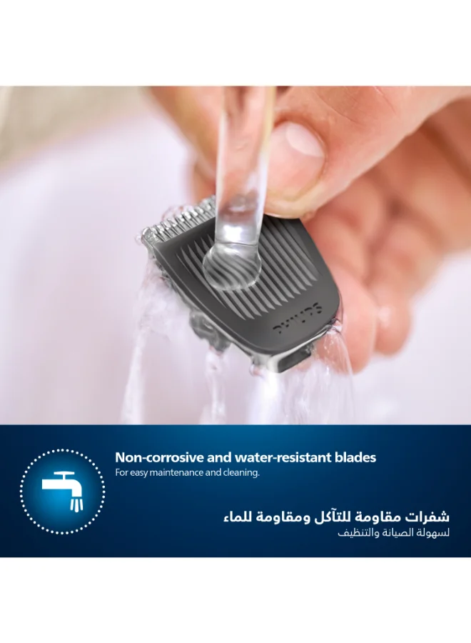 فيليبس ماكينة التشذيب متعددة الاستخدامات MG3720/33 من Philips سلسلة 3000 | أداة 7 في 1 لتشذيب الوجه والشعر | شفرات لا تحتاج إلى صيانة، أداة تشذيب للأنف والأذن | 60 دقيقة من الاستخدام اللاسلكي، مع أداة تشذيب للأنف والأذن، وأمشاط للشعر واللحية أسود