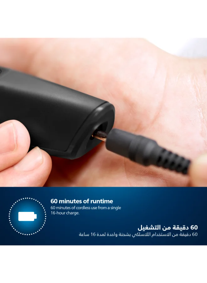 فيليبس ماكينة التشذيب متعددة الاستخدامات MG3720/33 من Philips سلسلة 3000 | أداة 7 في 1 لتشذيب الوجه والشعر | شفرات لا تحتاج إلى صيانة، أداة تشذيب للأنف والأذن | 60 دقيقة من الاستخدام اللاسلكي، مع أداة تشذيب للأنف والأذن، وأمشاط للشعر واللحية أسود