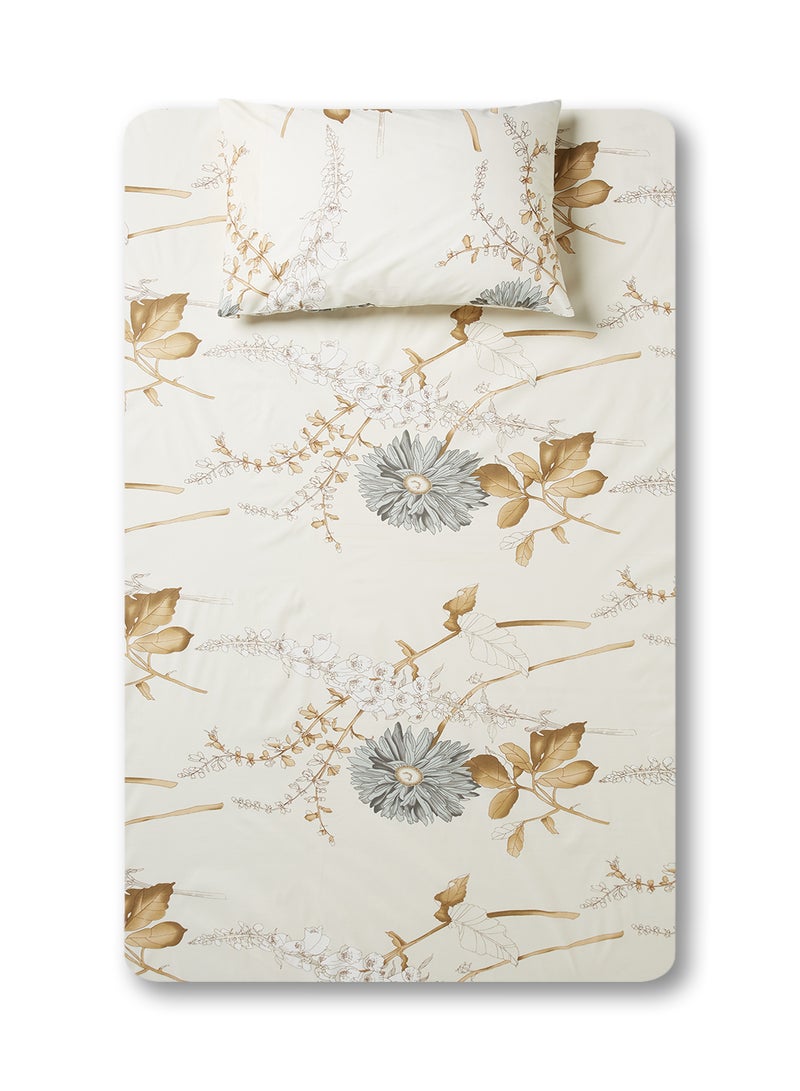 RISHAHOME 2-Piece 180 TC Premium Collection Single Size Printed Bedsheet And Pillow Case Set Includes 1xBedsheet 147x240 cm, 1xPillow Case Cotton Multicolour 50x75cm - Image 1