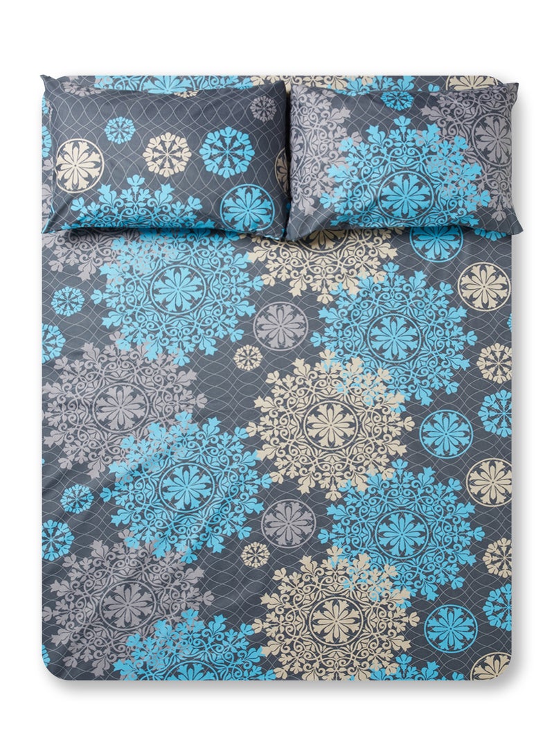 RISHAHOME 3-Piece 180 TC Premium Collection Queen Size Oslo Gray Flat Bedsheet And Pillow Case Set Includes 1x Bedsheet 240x254 cm, 2x Pillow Cases 50x75 cm Cotton Multicolour  - Image 1