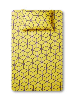 RISHAHOME 2-Piece Printed Bedsheet Set Single Size Premium Collection 180 TC Cotton Marigold Yellow  - Image 1