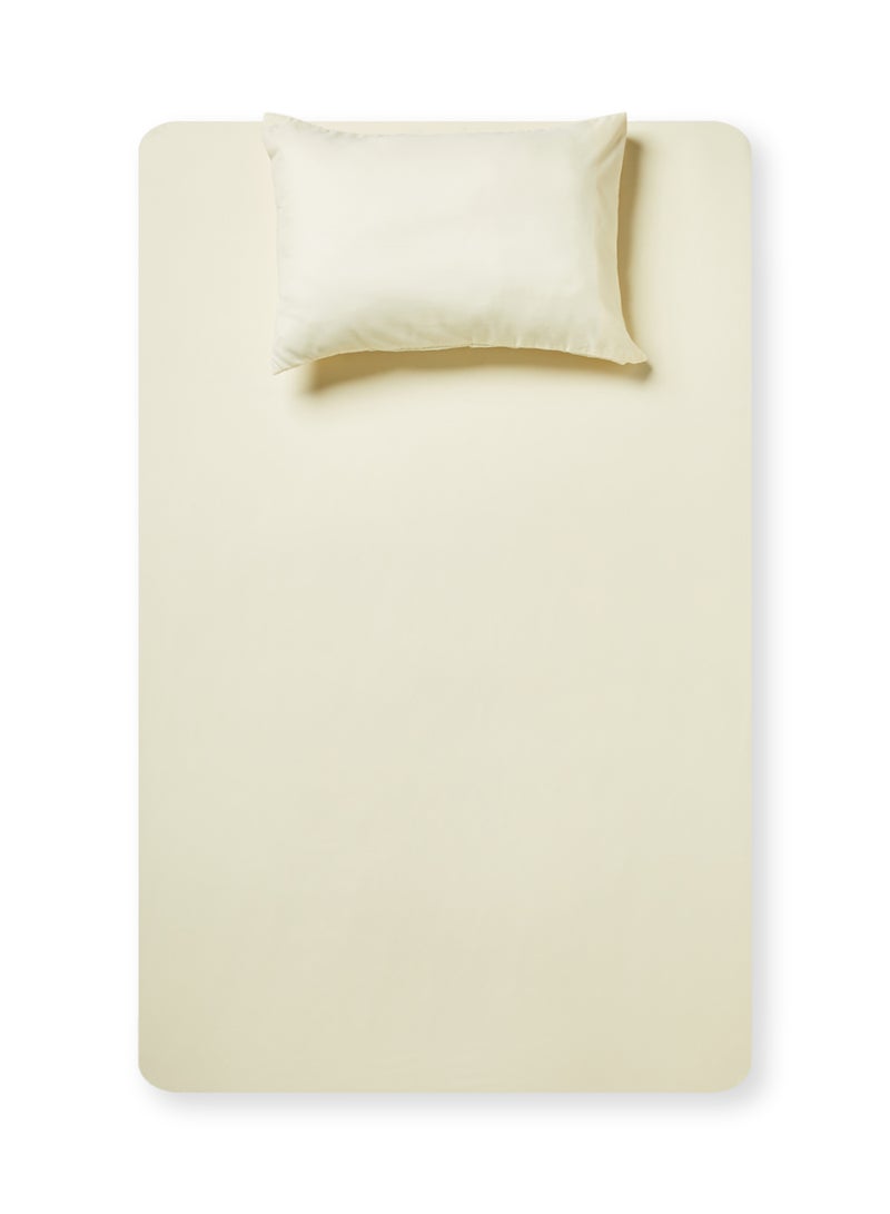 Rahalife 2- Piece Fitted Bedsheet Set Twin Size Microfiber Beige - Image 1
