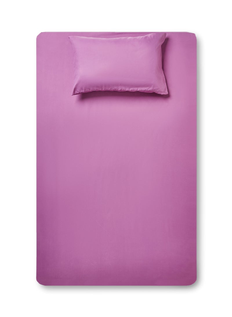 Rahalife 2- Piece Fitted Bedsheet Set Twin Size Microfiber Plum  - Image 1