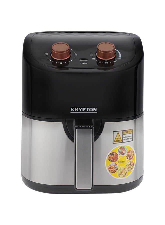 KRYPTON - Air Fryer, Non-Stick Pot with Rack, Oil and Fat Free Cooking/ Time and Temperature Adjustable, Vortex Technology for Making Fries, Steak, Chicken, Meat, Bread 4.5 L 1600 W KNAF6228N Black/Silver - Image 1