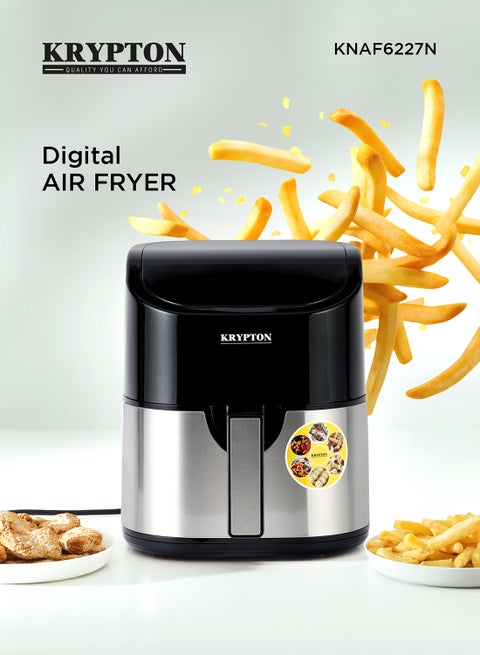 Digital Air Fryer With Sensor Touch Control Panel, Oil & Fat Free, LED Display, Hot Circulation Technology 4.5 L 1600 W KNAF6227N Silver/Black
