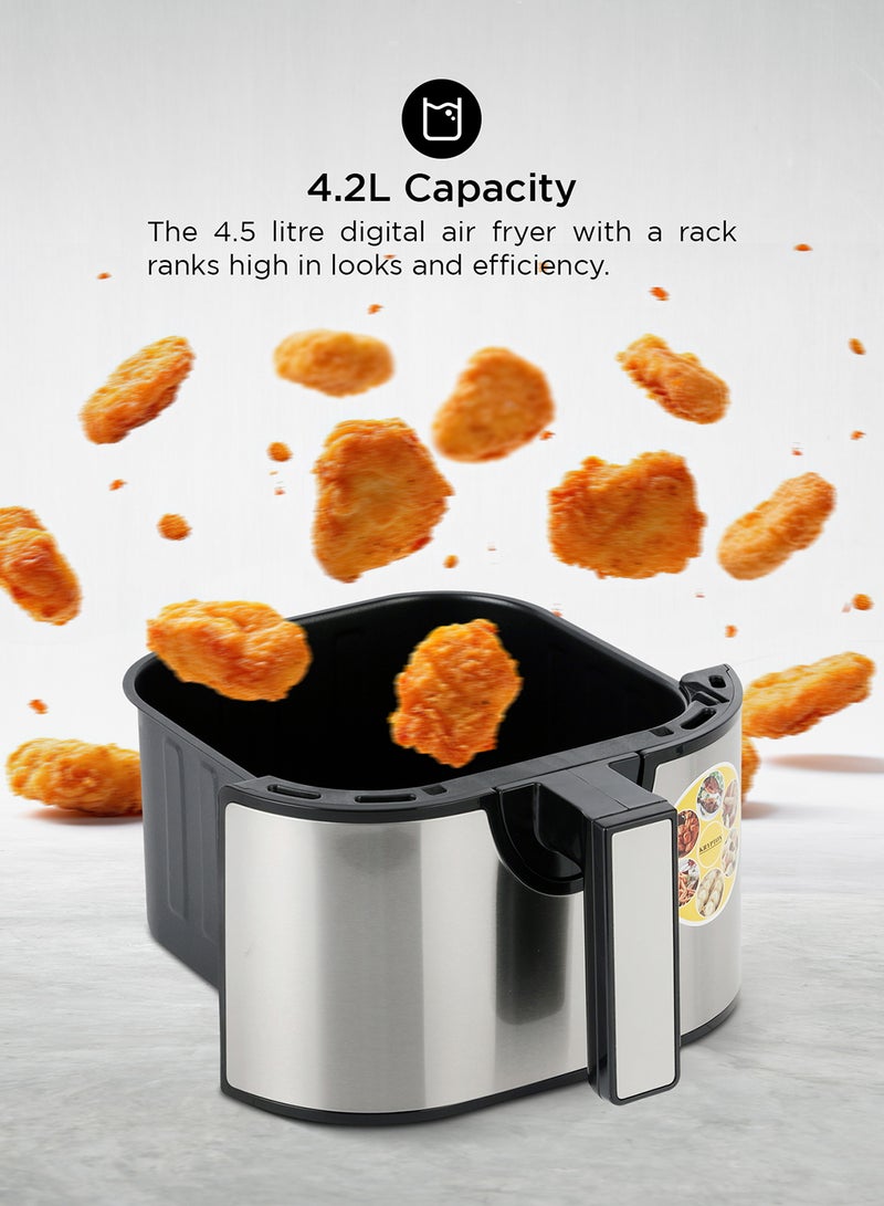 KRYPTON Digital Air Fryer With Sensor Touch Control Panel, Oil & Fat Free, LED Display, Hot Circulation Technology 4.5 L 1600 W KNAF6227N Silver/Black - Image 4