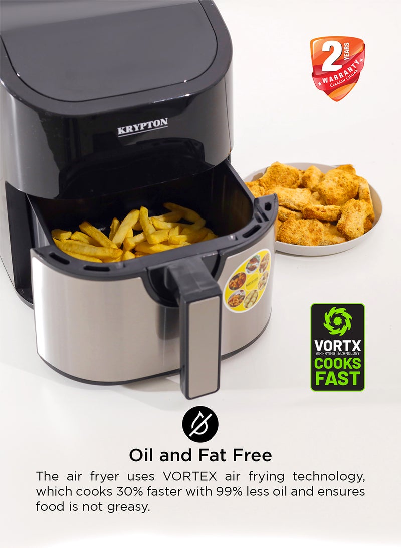 KRYPTON Digital Air Fryer With Sensor Touch Control Panel, Oil & Fat Free, LED Display, Hot Circulation Technology 4.5 L 1600 W KNAF6227N Silver/Black - Image 3