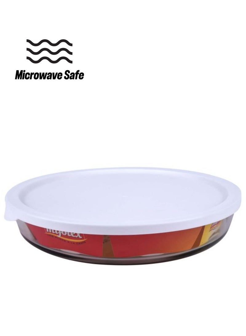 Round Borosilicate Glass Food Container Clear/White 22.6 x 6cm